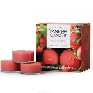 Yankee Candle Macintosh Tea Light Candles 12 Per Box New